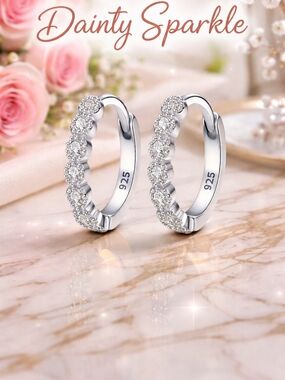 Sterling Silver Sparkle Hoop Earrings Silver